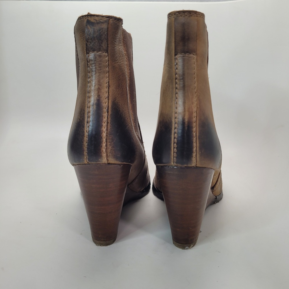 Diba True Womens Brown Leather Wedge Ankle Boots Burnished Chelsea Size 8.5 - Picture 5 of 7